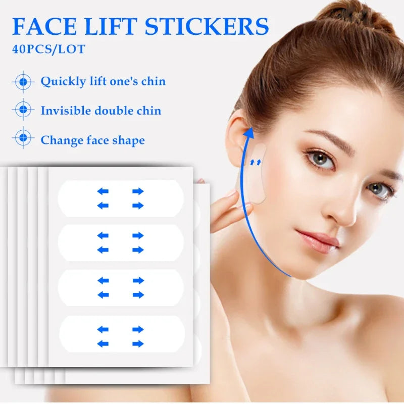 40-120PCS V-Shape Face Wrinkle Sagging Skin Adhesive Tape Lifting Face Stickers Invisible Transparent Thin Face Patche Lift Tool